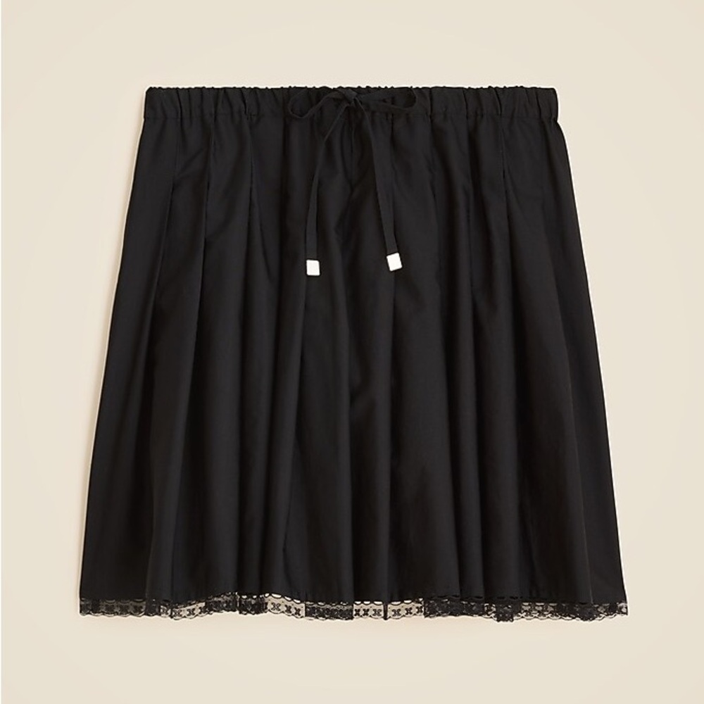 NWT J.Crew pleated tie-waist mini skirt Black Medium Preppy Casual Short
